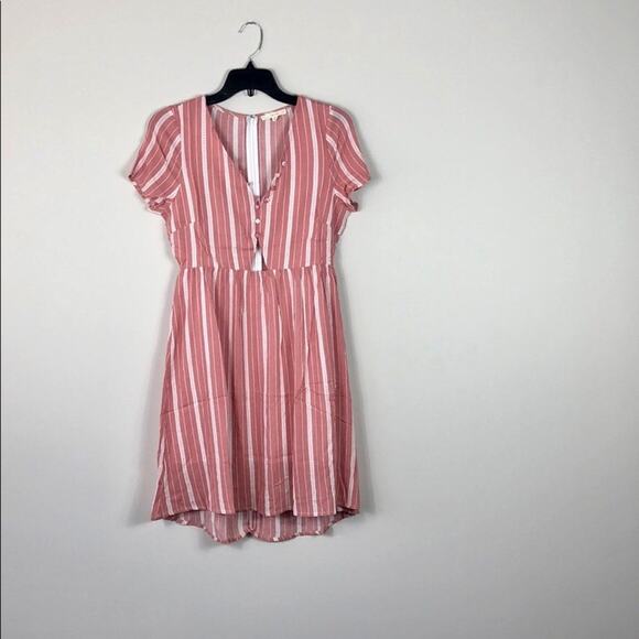 Short Sleeve Dress Striped V-Neck Tunic - Picture 6 of 7